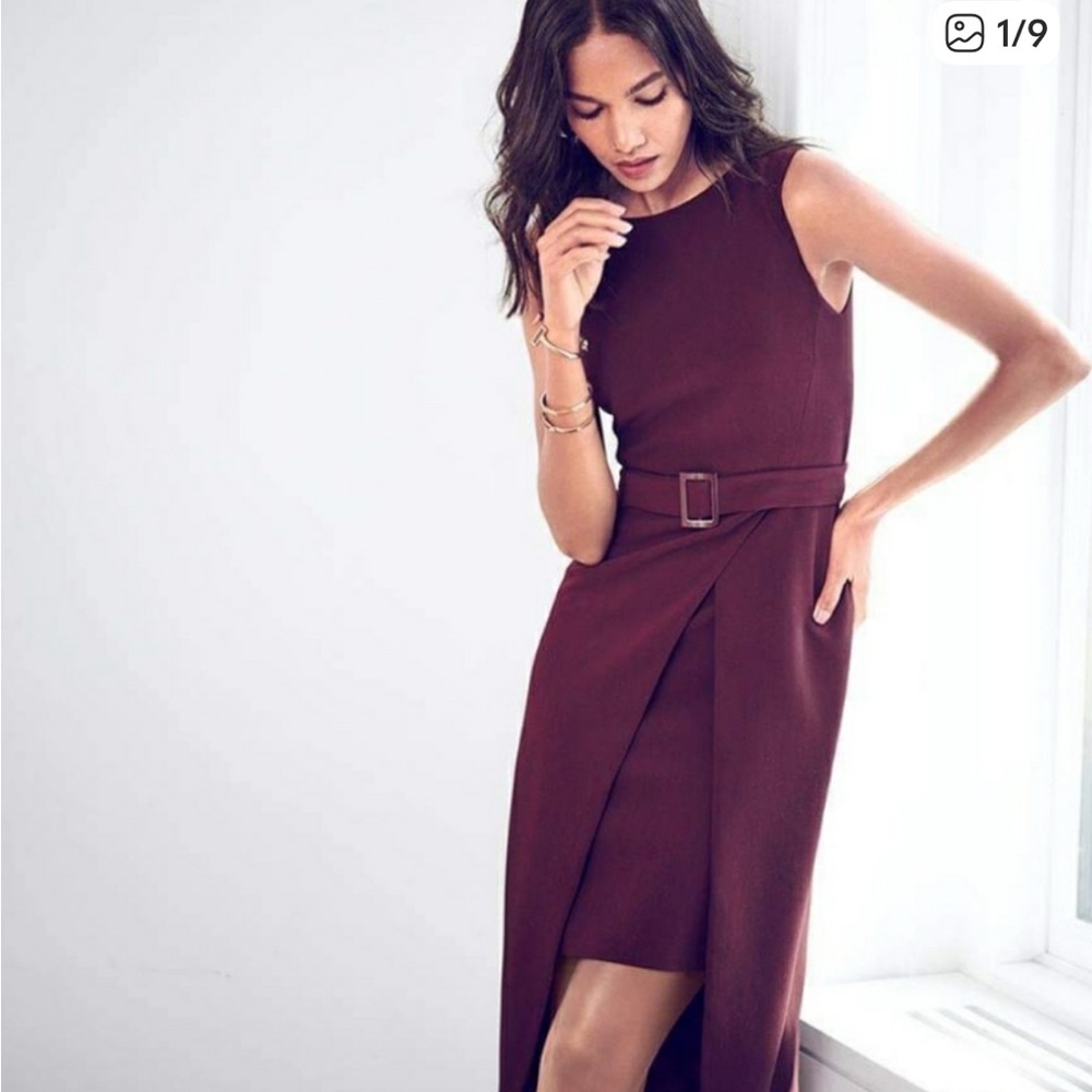 White House Black Market Burgundy High Low Dress